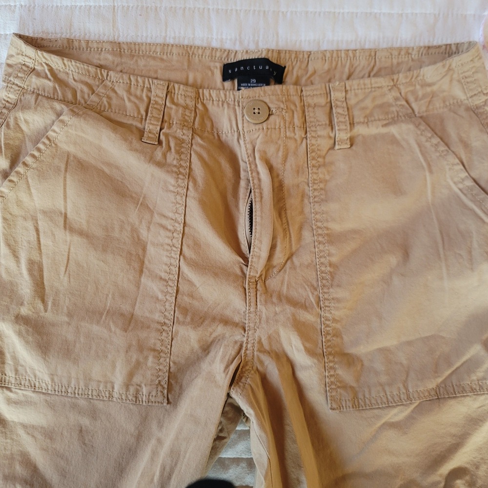 Sanctuary Cargo Jogger Pants‎ Tan Utility Pockets Drawstring Ankle Women Size 29